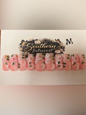 Pink Floral Press-On Nails